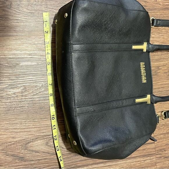 Kenneth Cole Reaction Triple Entry Harriet Handbag Purse Black w/ Gold Hardware - Picture 9 of 14